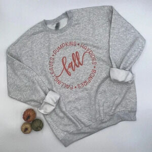 FALL Crewneck Pullover Sweatshirt various sizes NEW!! Pumpkins Hayrides Bonfires